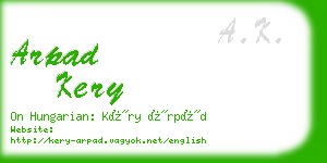 arpad kery business card